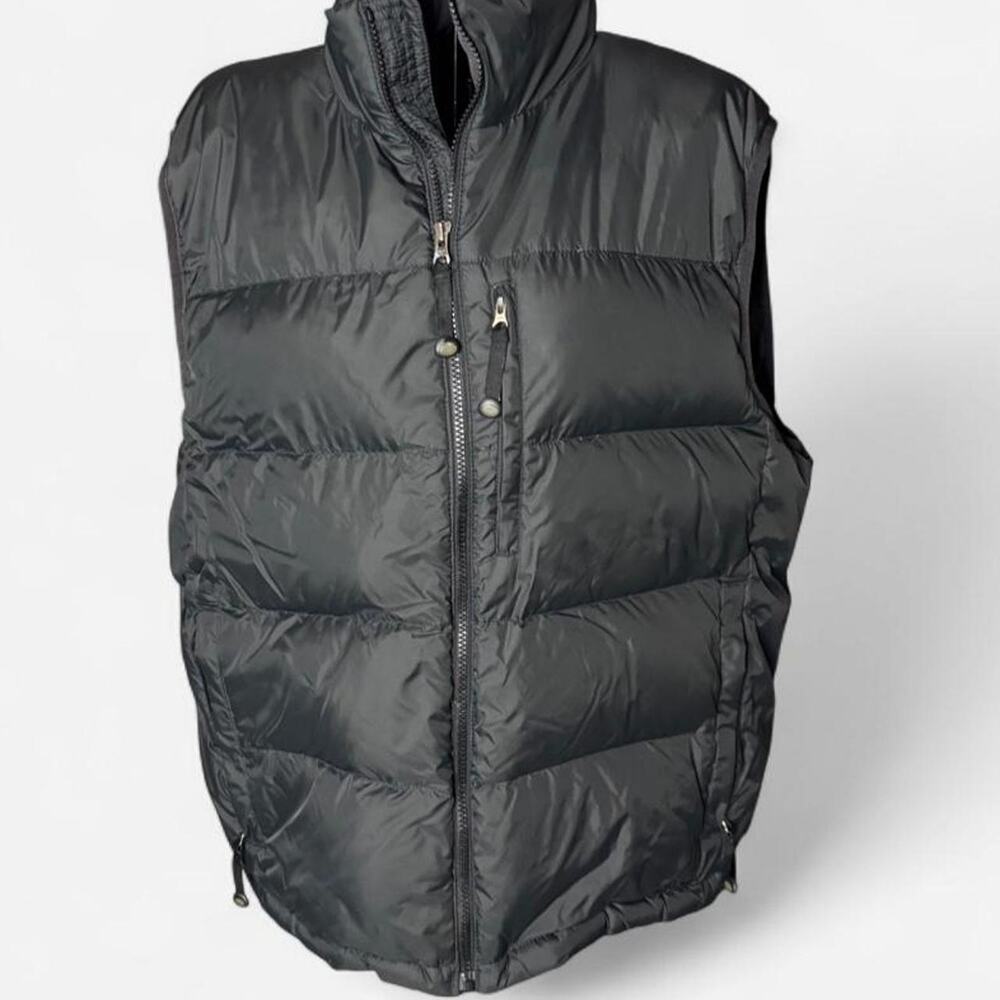 L.L. Bean Mens XL Goose Down Puffer Vest Black Full Zip High Collar Pockets